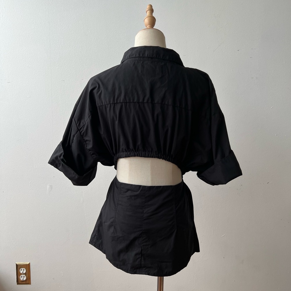 MODERN CITIZEN James Open Back Short Sleeve Black Button Down Shirt 1X - Picture 7 of 10